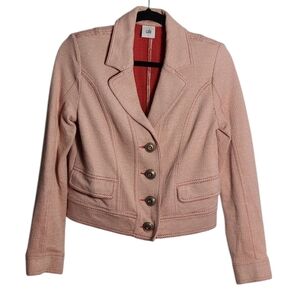 CAbi Blazer Red And White w/ Notched Lapels and Structured Shoulders Size Small